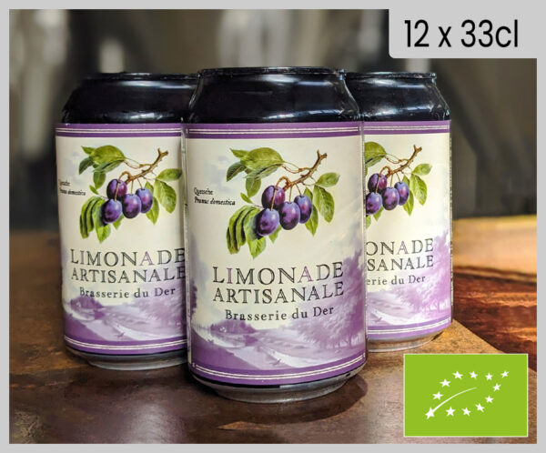 Limonade artisanale BIO - carton de 12 canettes 33cl - "Quetsche"