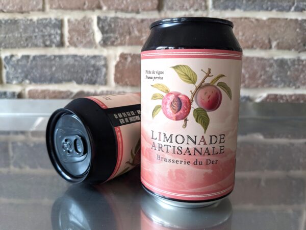 Limonade artisanale BIO - carton de 12 canettes 33cl - "Pêche de vigne"